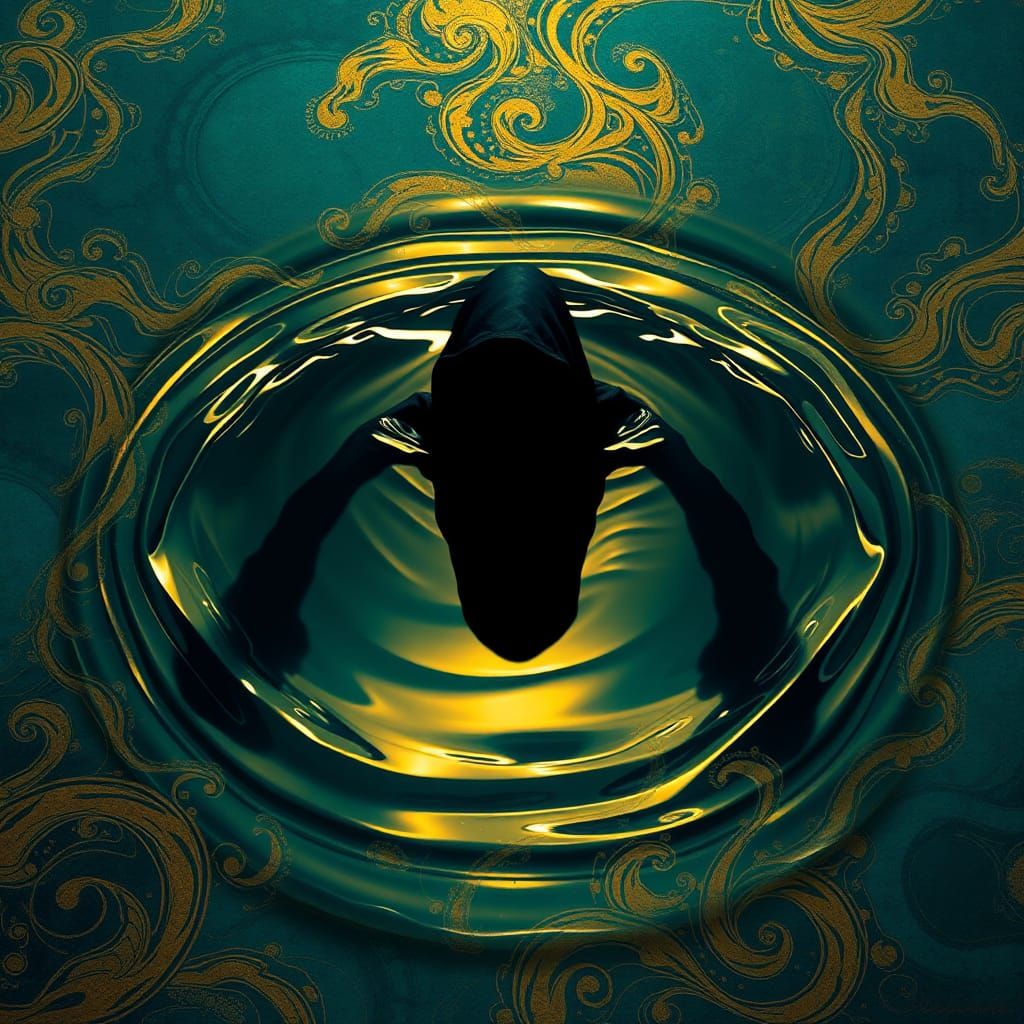 Figure in Liquid Mirror: Fantasy Matte Painting