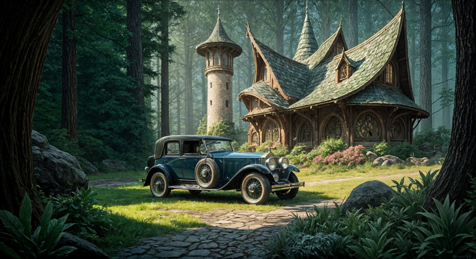 1920s Rolls Royce Parked at Elven Cottage