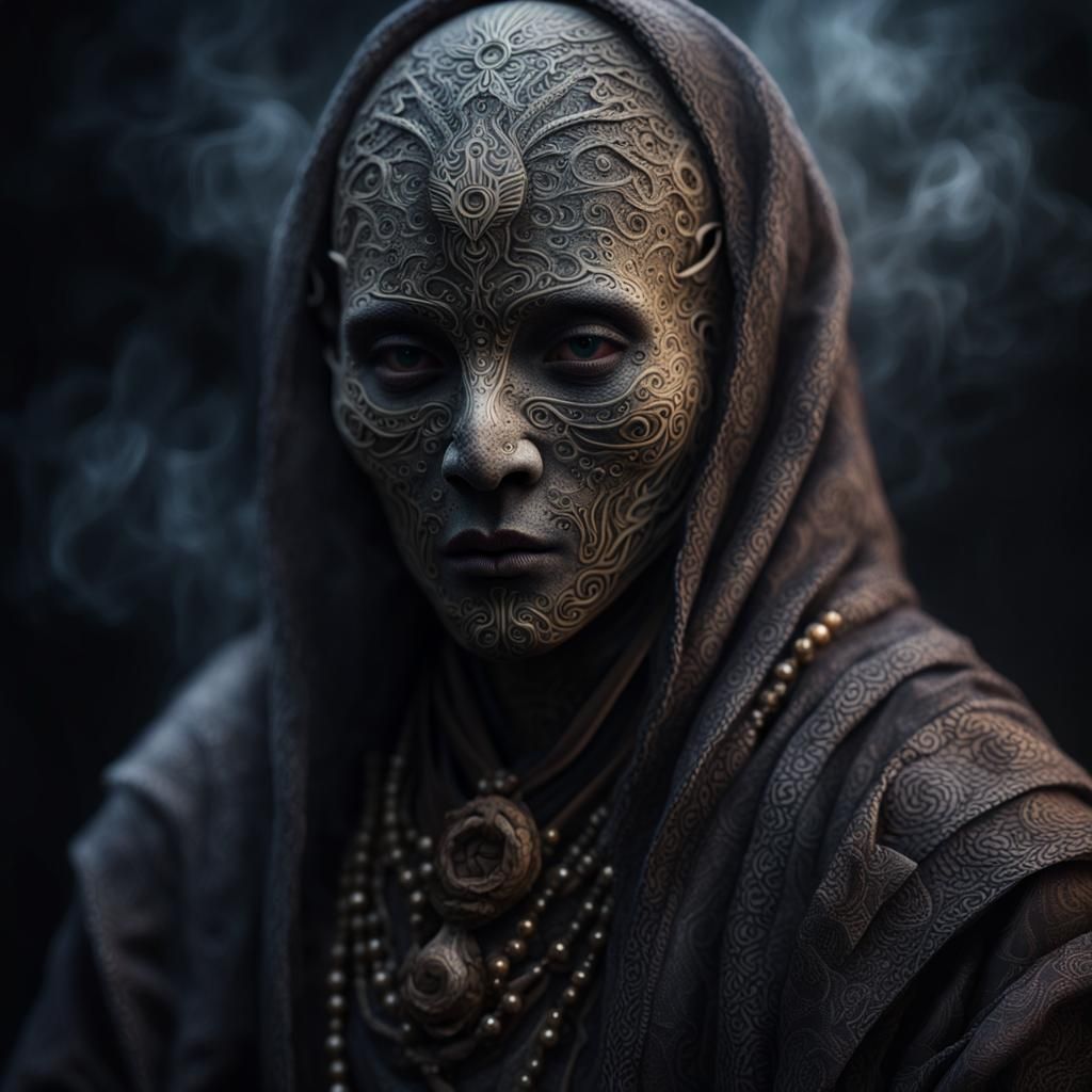 Mystical Humanoid Portrait in Hyperrealism