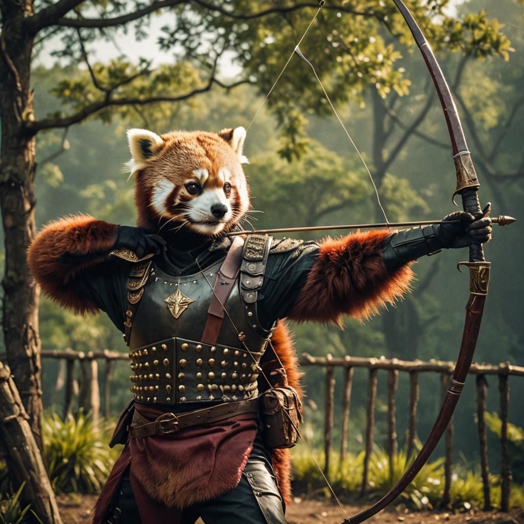 Red Panda Ranger in Armor: Cinematic Film Still