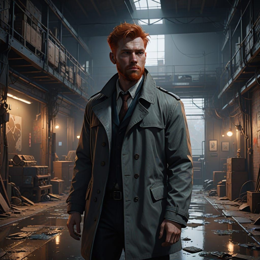 Ethereal Figure in Mystic Warehouse at Dusk