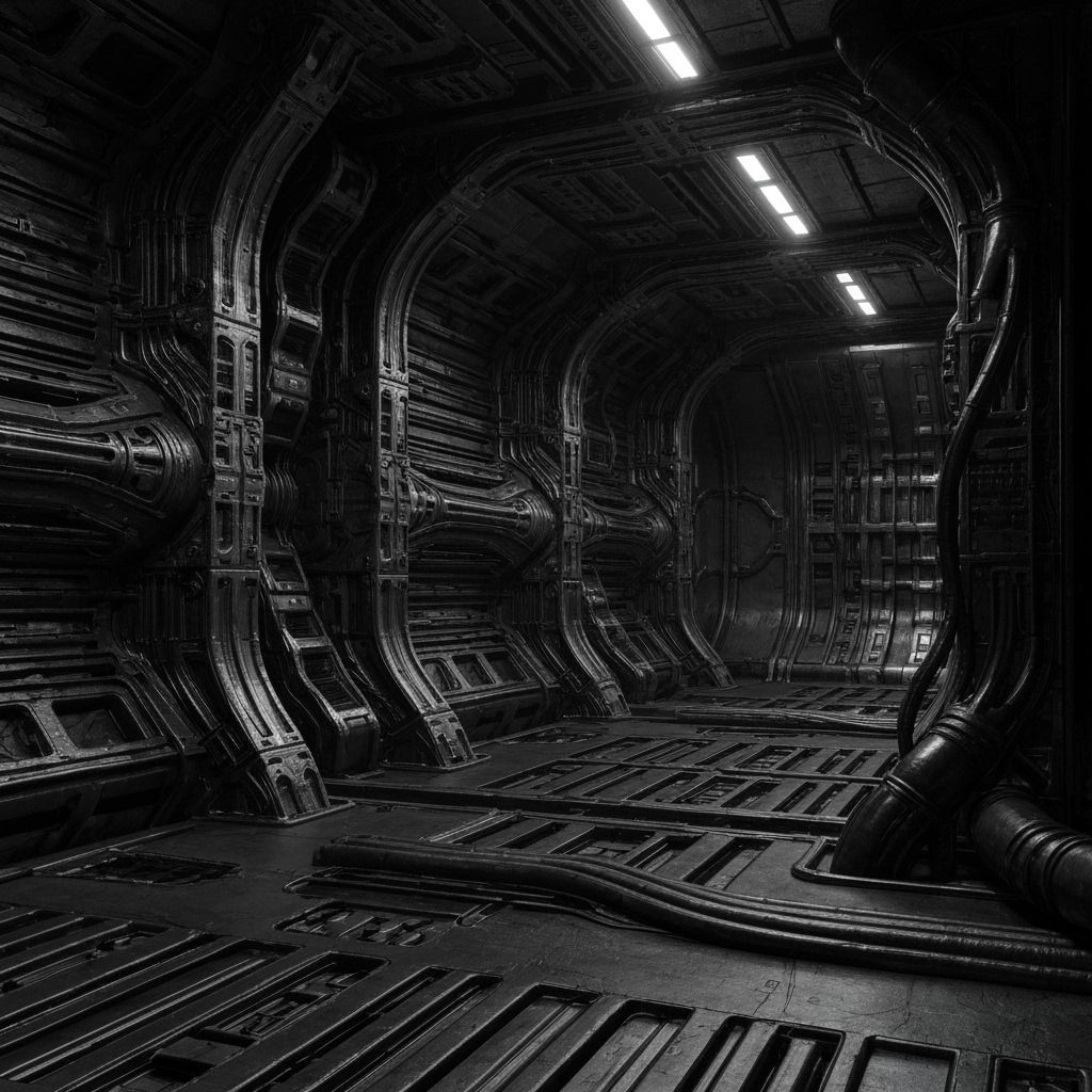 Sinister Alien Lab with Biomechanical Giger-esque Walls