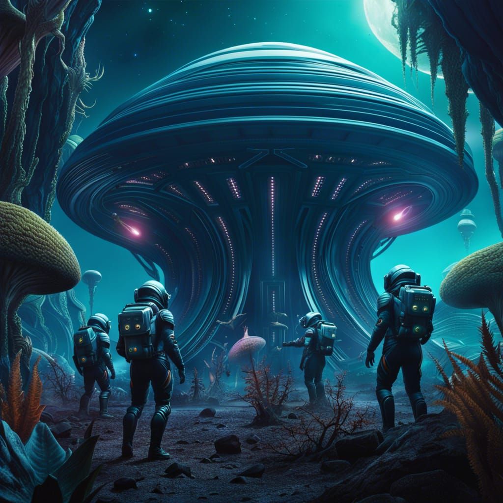 Astronauts Lost on Sinister Alien Planet, Detailed Matte Pai...