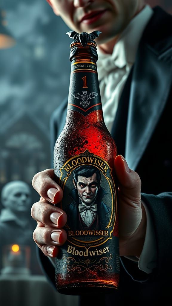 Vampire Beer Ad in Gothic Cinematic Style