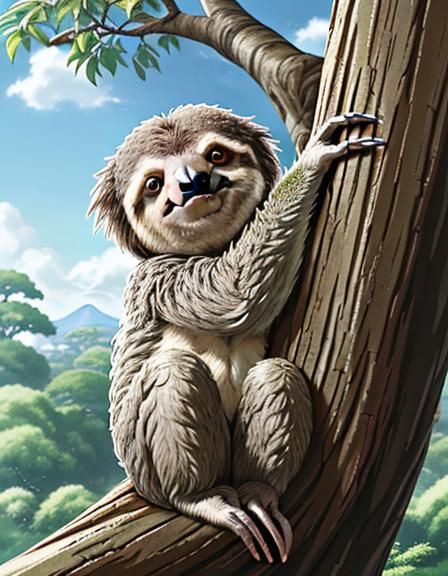 Sloth and Koala Play in Anime Style