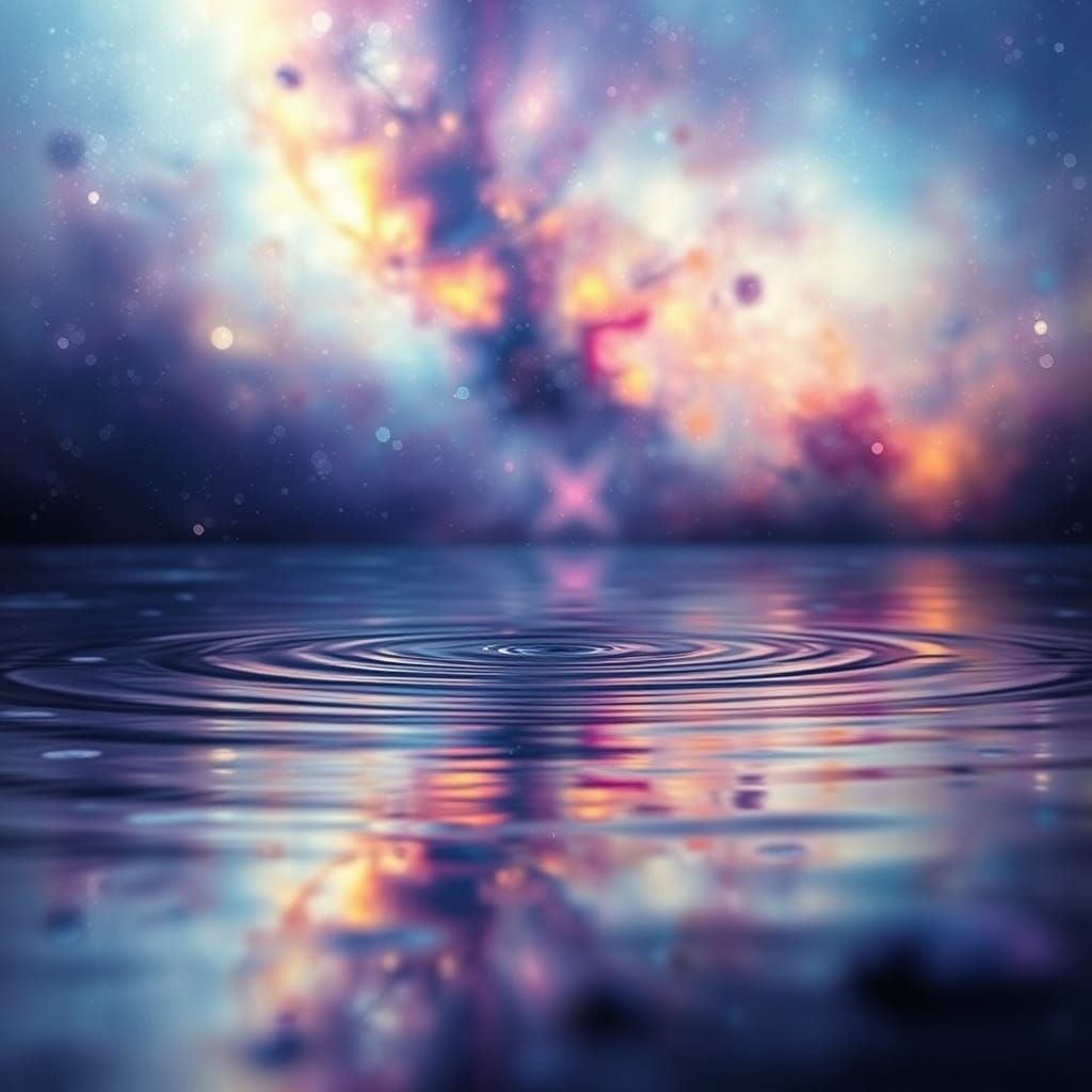 Serene Pool of Water Reflects Vibrant Galaxy Night Sky