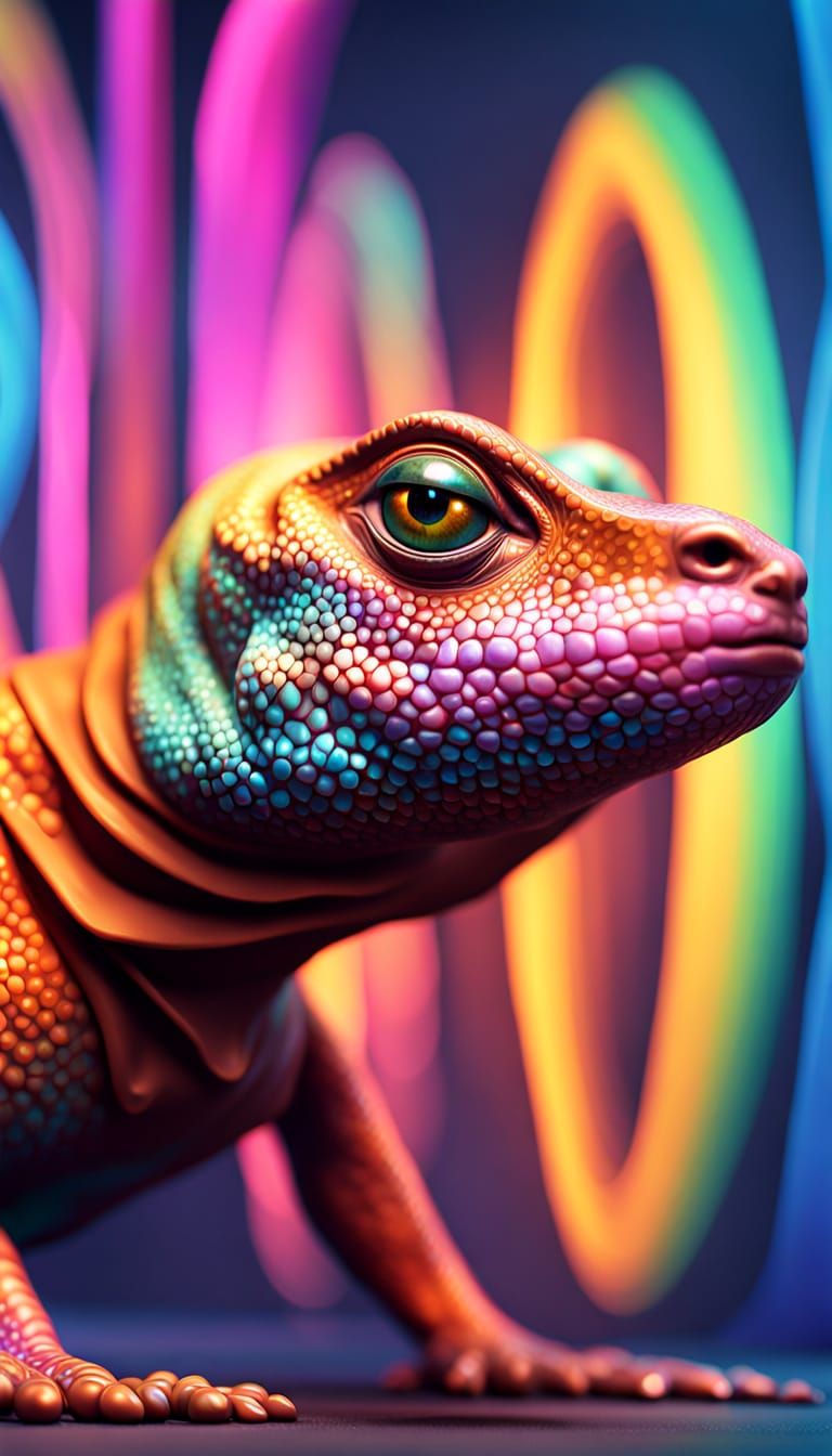 Escher-esque Mobius Strip Race Track with Lizard Creatures