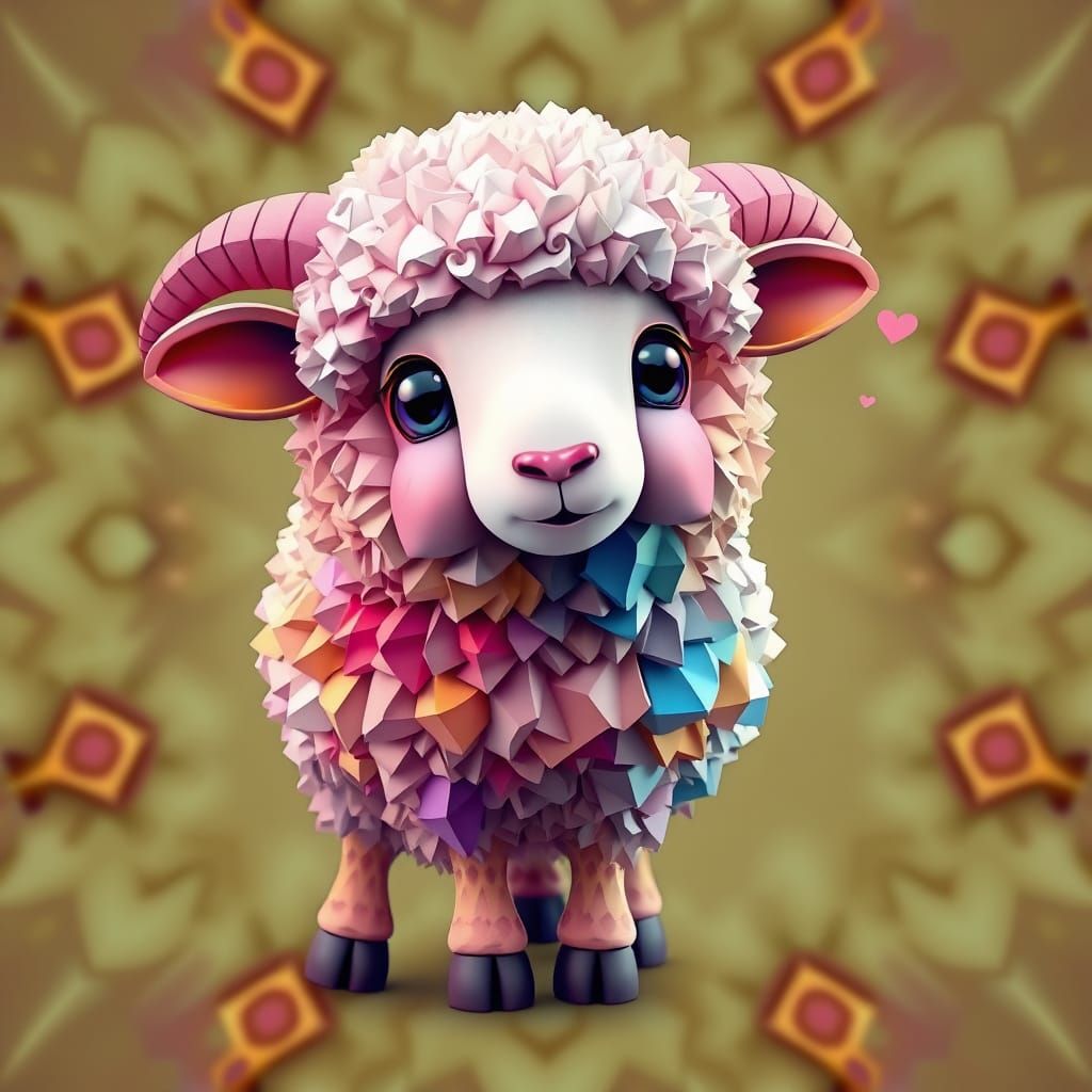 Vibrant 3D Fractal Sheep with an Extra Leg