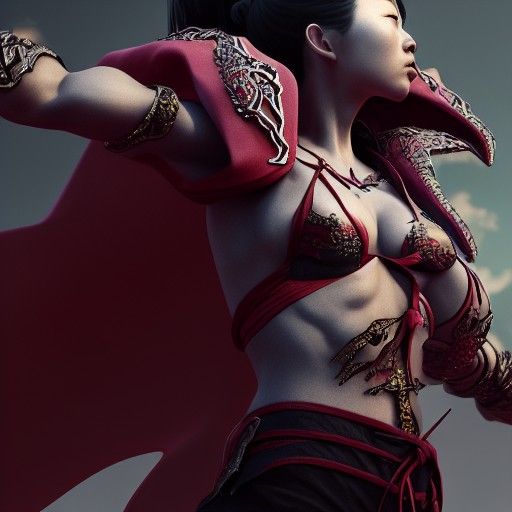Female Martial Artist Portrait in Dark Fantasy Style
