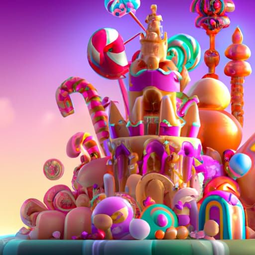 Whimsical Candy Castle in Candyland Art Style