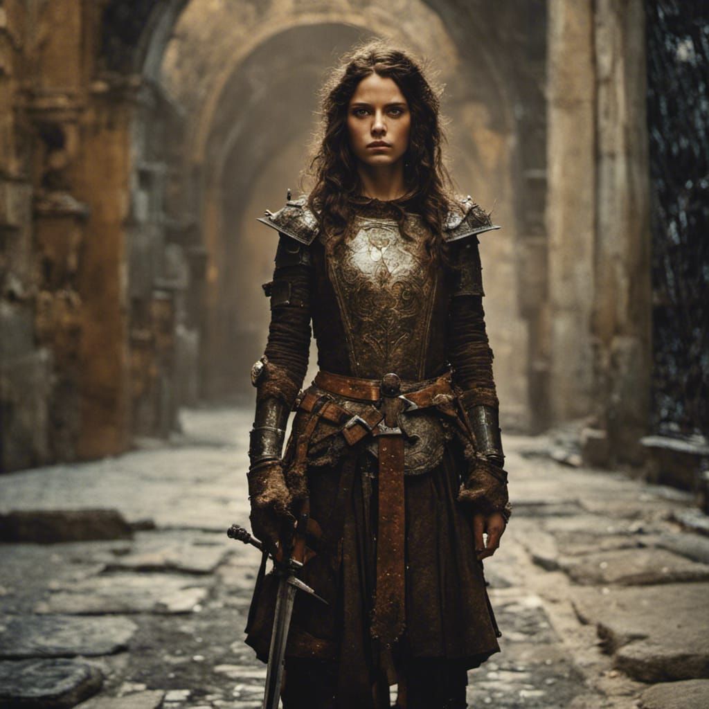 Italian Girl in Armor: Hyperrealistic Cinematic Portrait