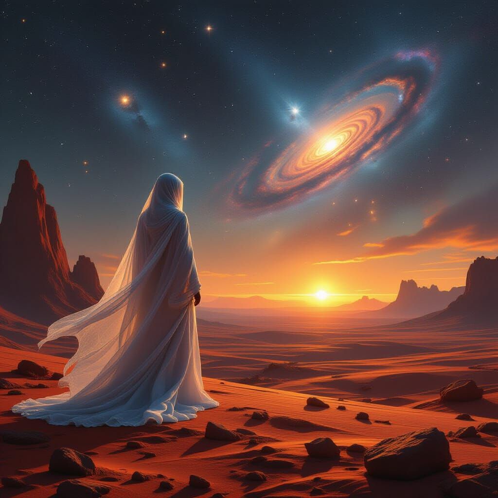 Cosmic Wanderer on Alien Planet, Photorealistic Style