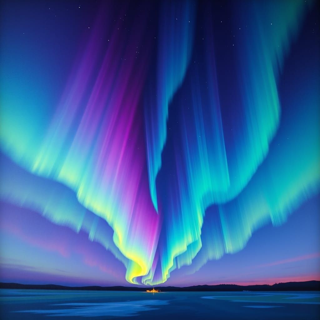 Aurora Borealis in Dreamy Impressionist Style