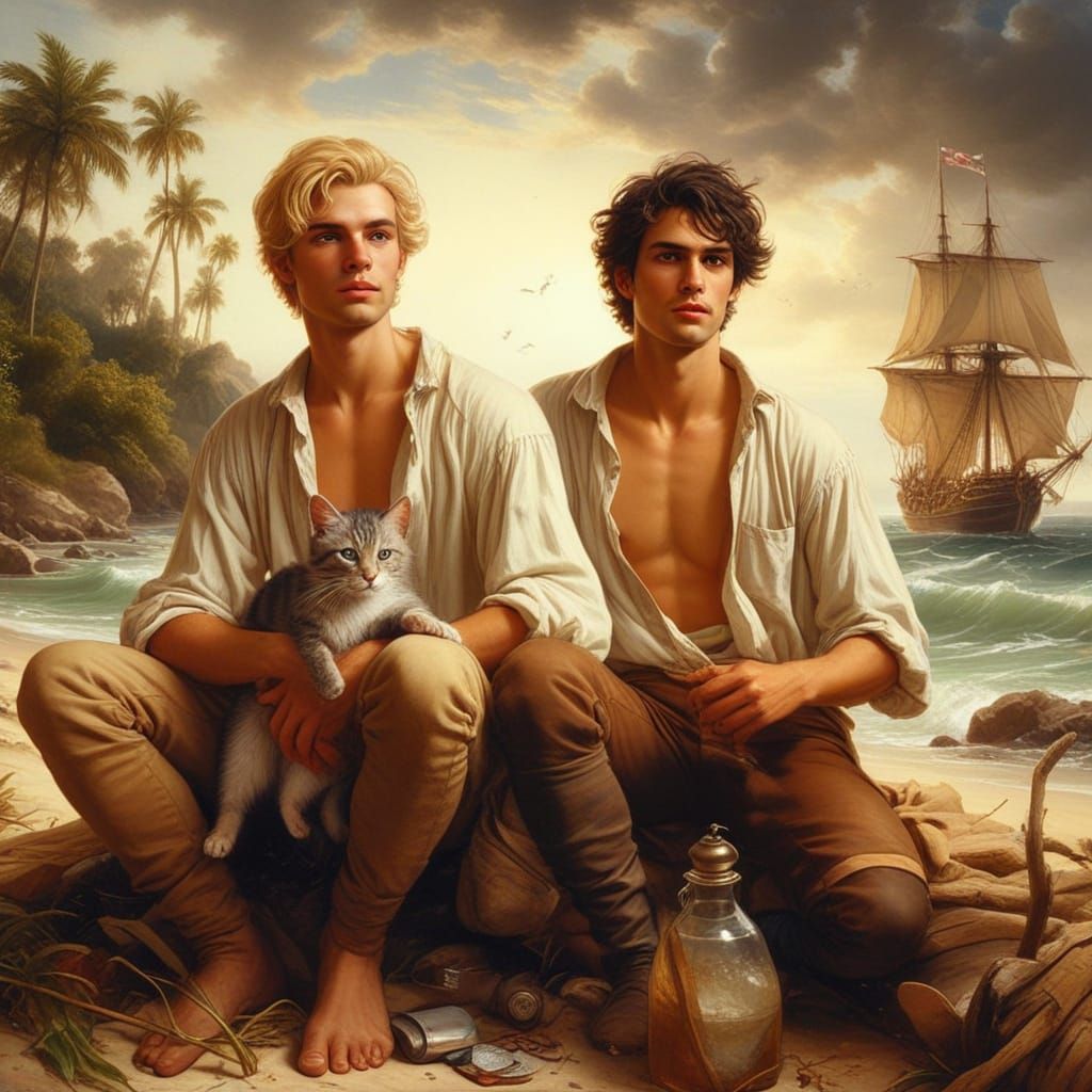 Rococo Stranded Aristocrats with Furry Companion