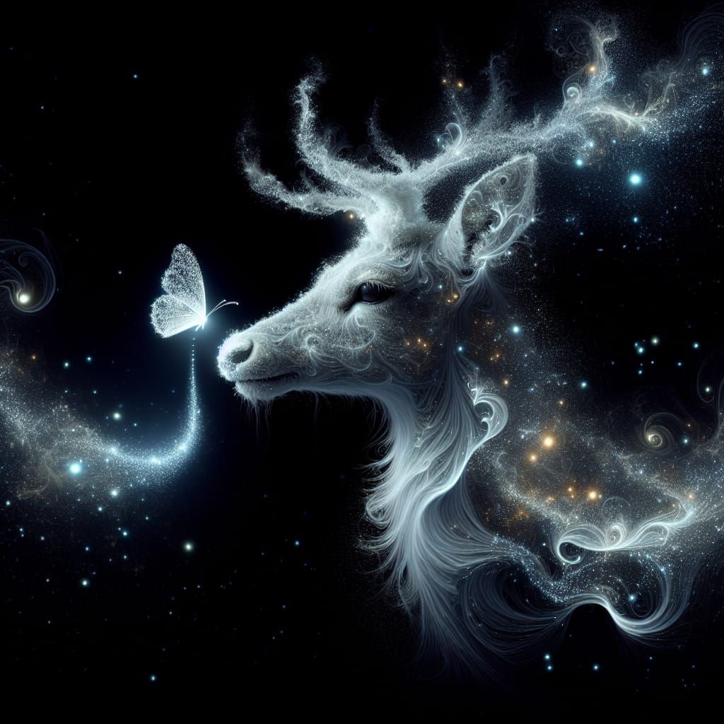 Bioluminescent Deer in Hypermaximalist Style
