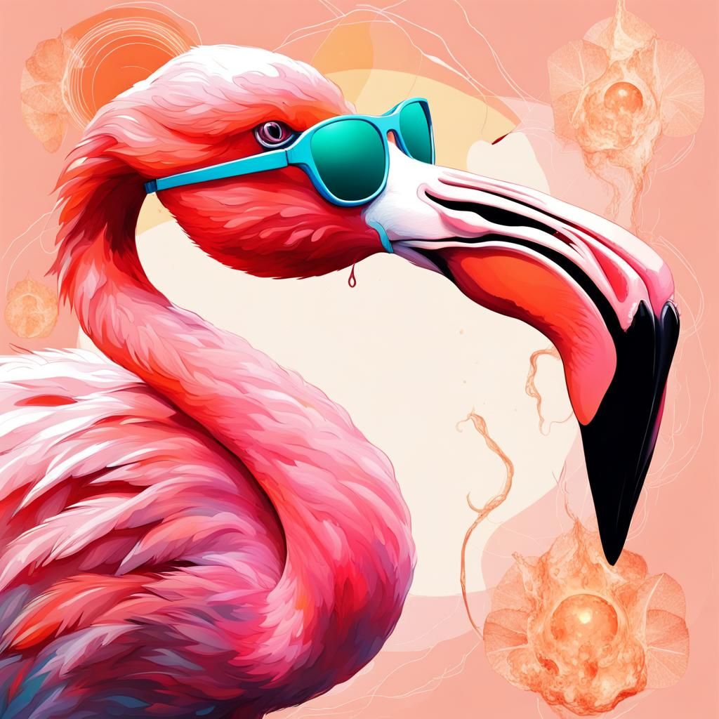 Flamingo with Sunglasses and Salt Lamps