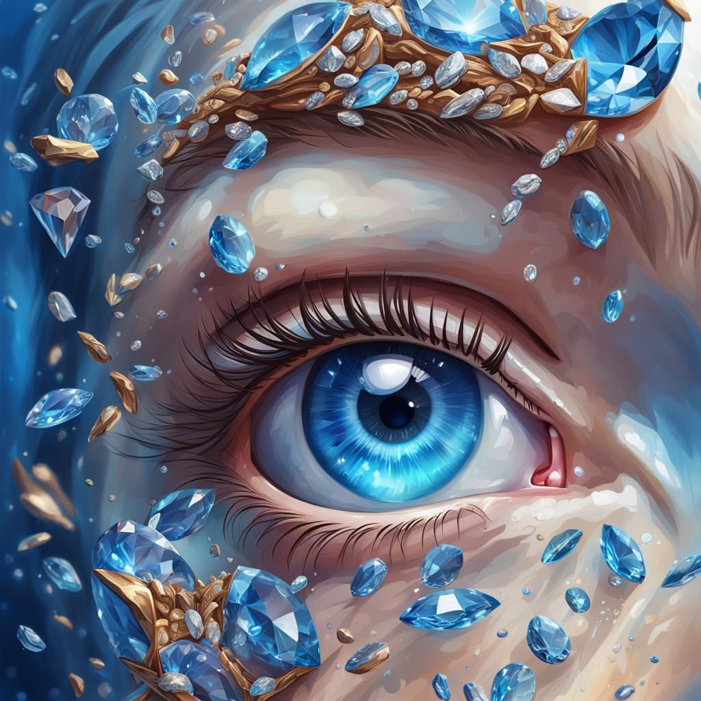 Blue Eye and Diamond, Hyperrealistic Concept Art
