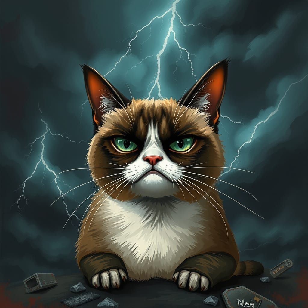 Grumpy Cat Rebukes the World in Moody, Cinematic Style