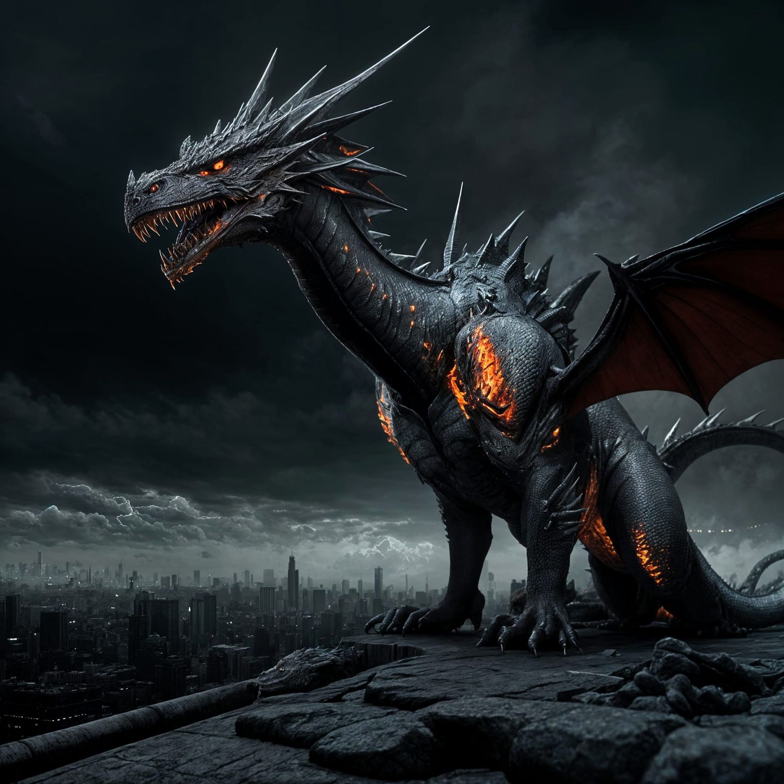 A Majestic Silver Dragon Unleashes Chaos on a Bustling Metro...