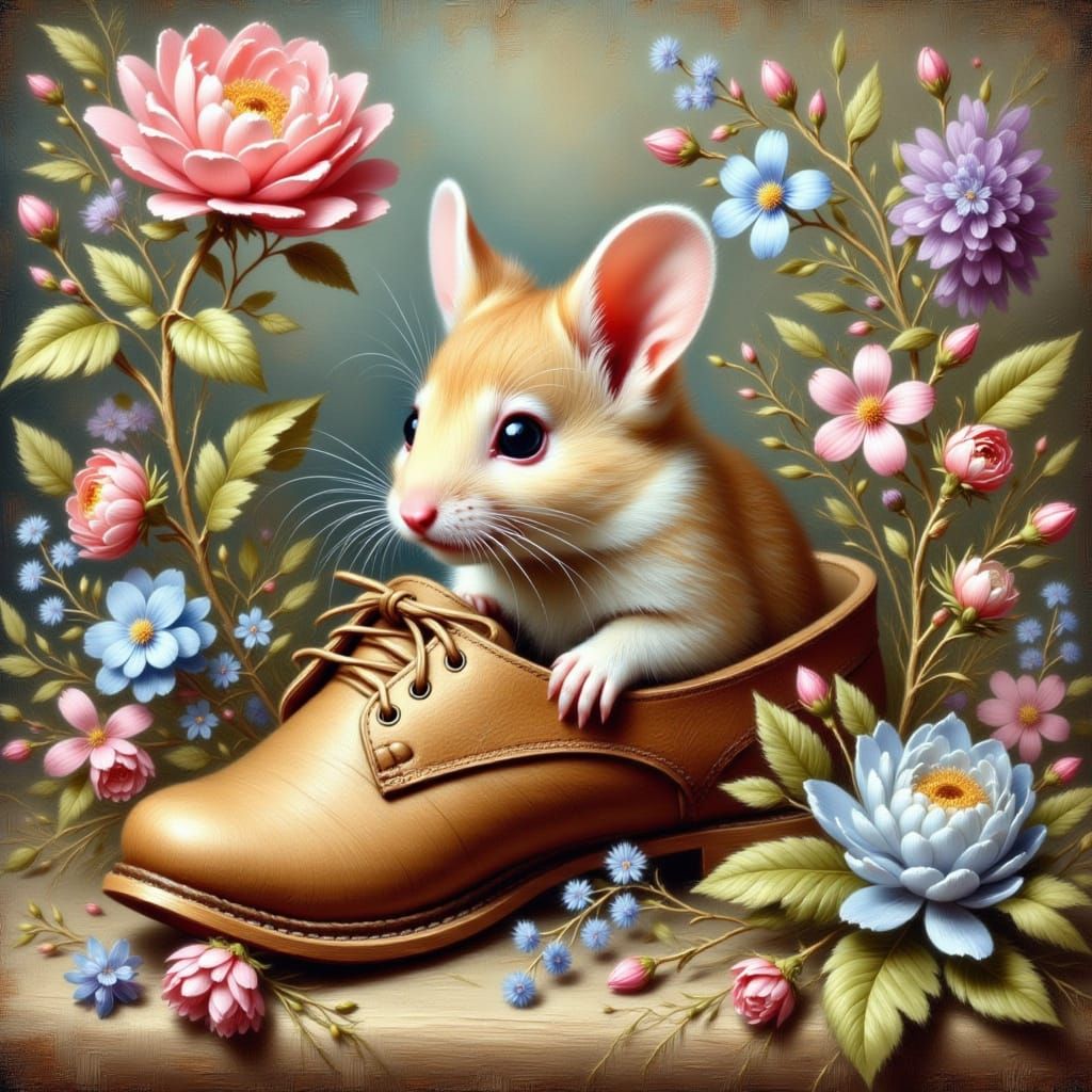 Mouse in Enchanted Velvet Shoe