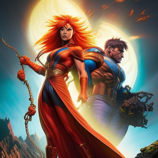 Street Fighter Girl as Super Saiyan: Comic Book Art