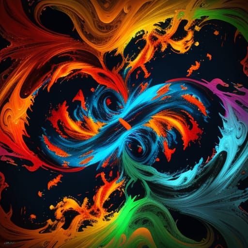 Surreal Elemental Clash: Fire and Water Dance