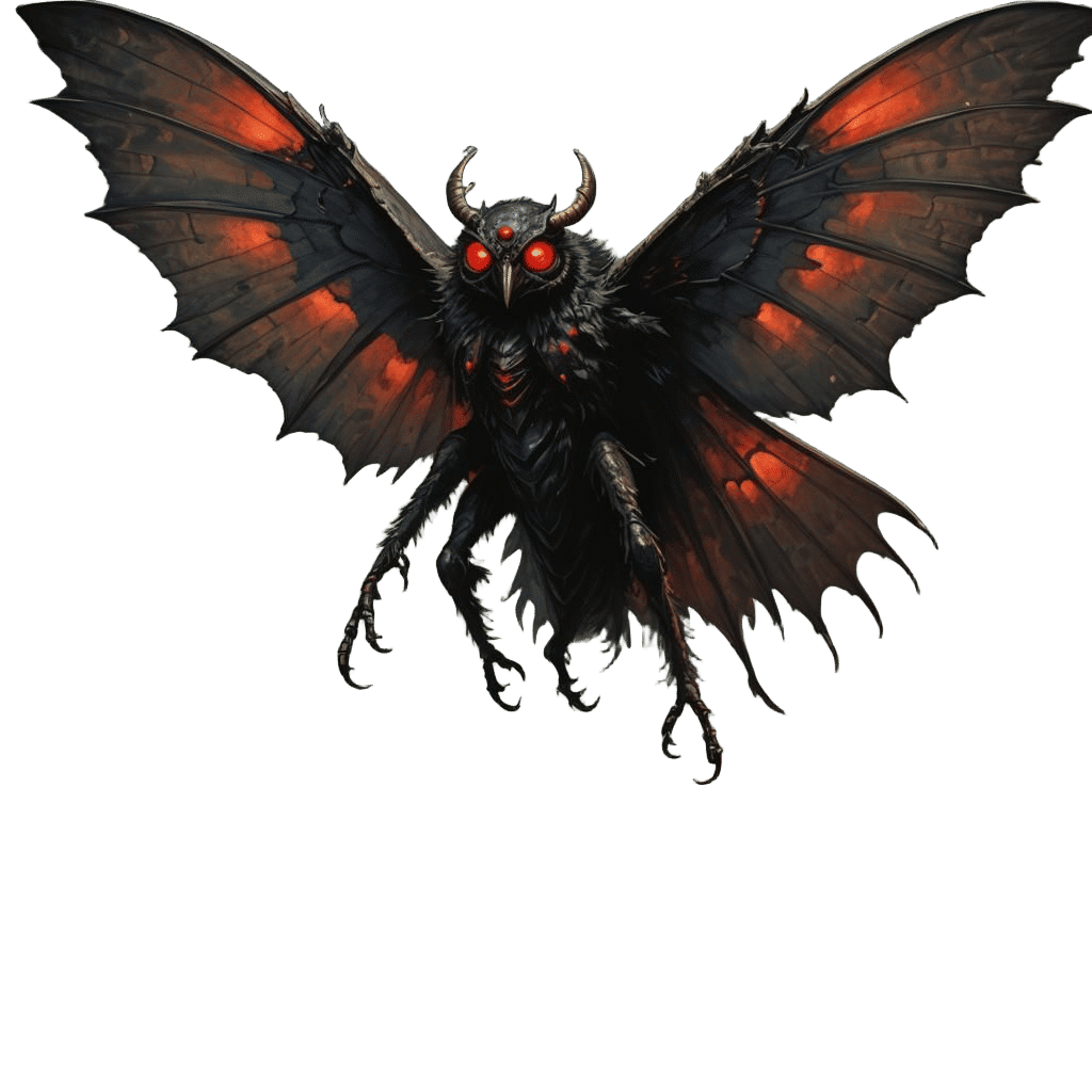 Mothman Perched on Bridge in Realistic Painting