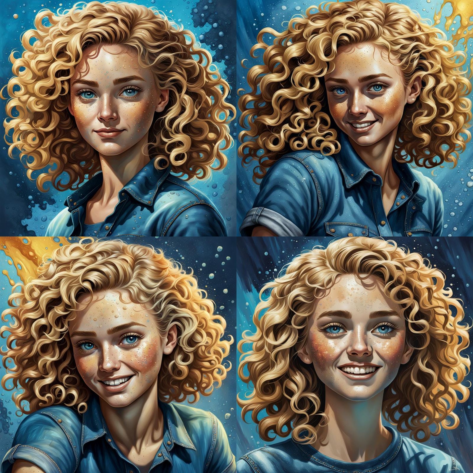 Teen Girl Portrait in Nancy Drew Art Style