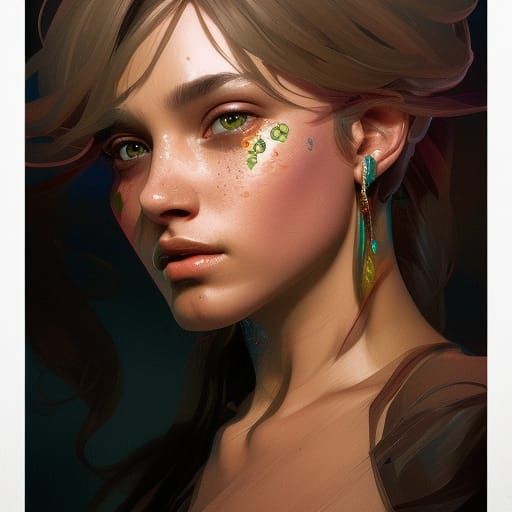 Detailed Gem Portrait in Art Nouveau Style