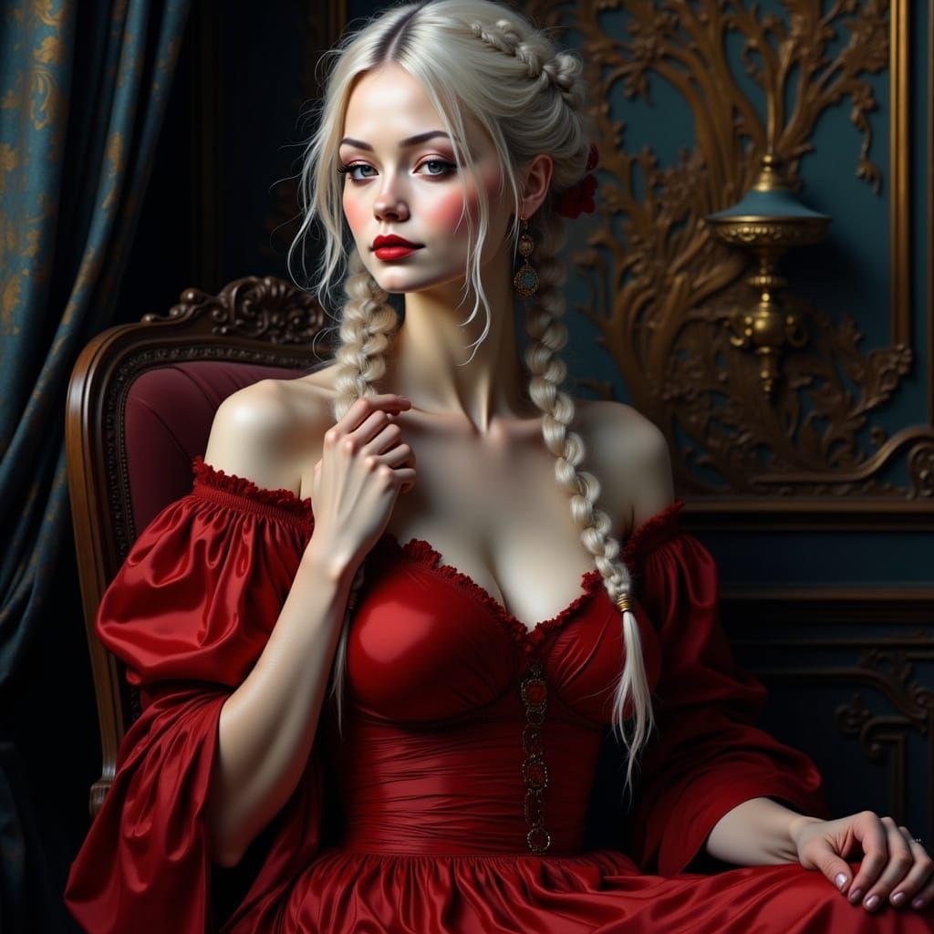 Armenian Girl in Traditional Dress with Volumetric Lighting