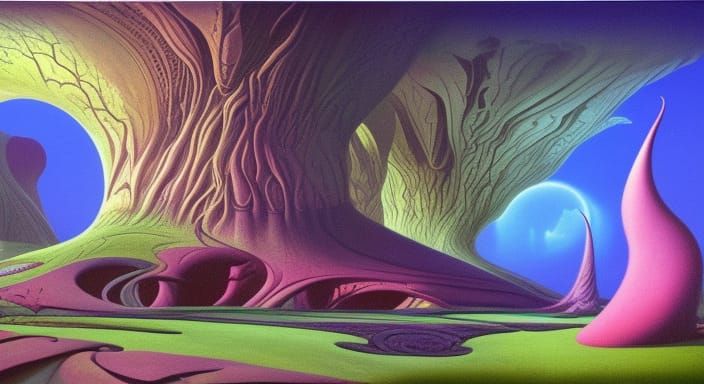 Mystical Dreamscape with Surreal Abstract Elements