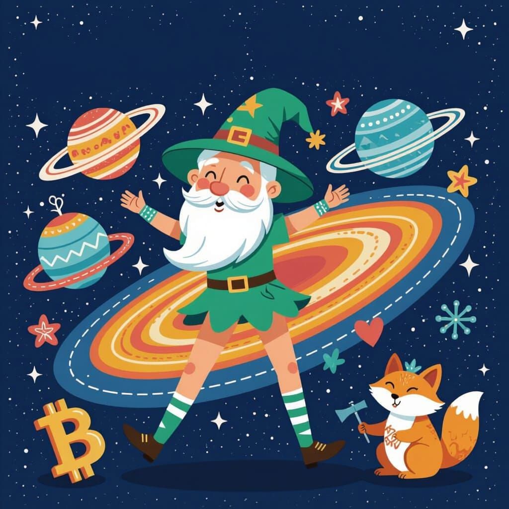 Cosmic Elf Explorer in Vibrant Galactic Art