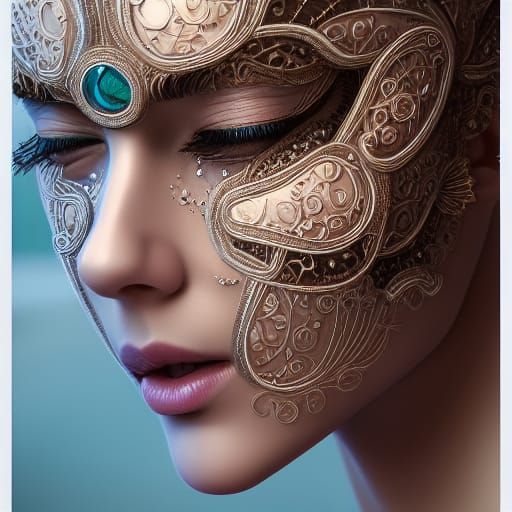 Ornate 3D Collage of a Beautiful Face
