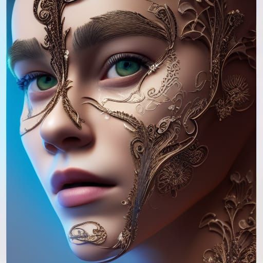 Ornate Detailed Face with Liquid Detailing