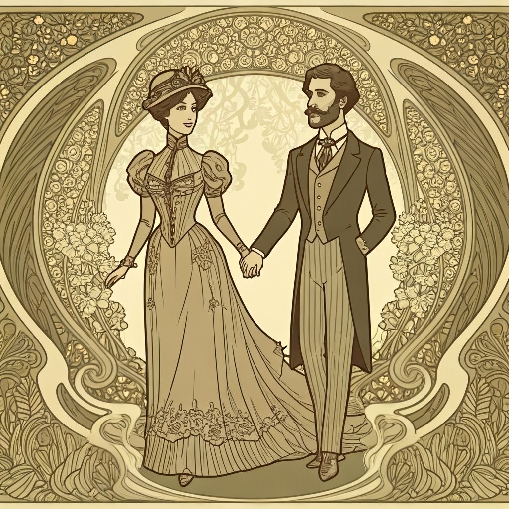 Victorian Couple in Art Nouveau Garden