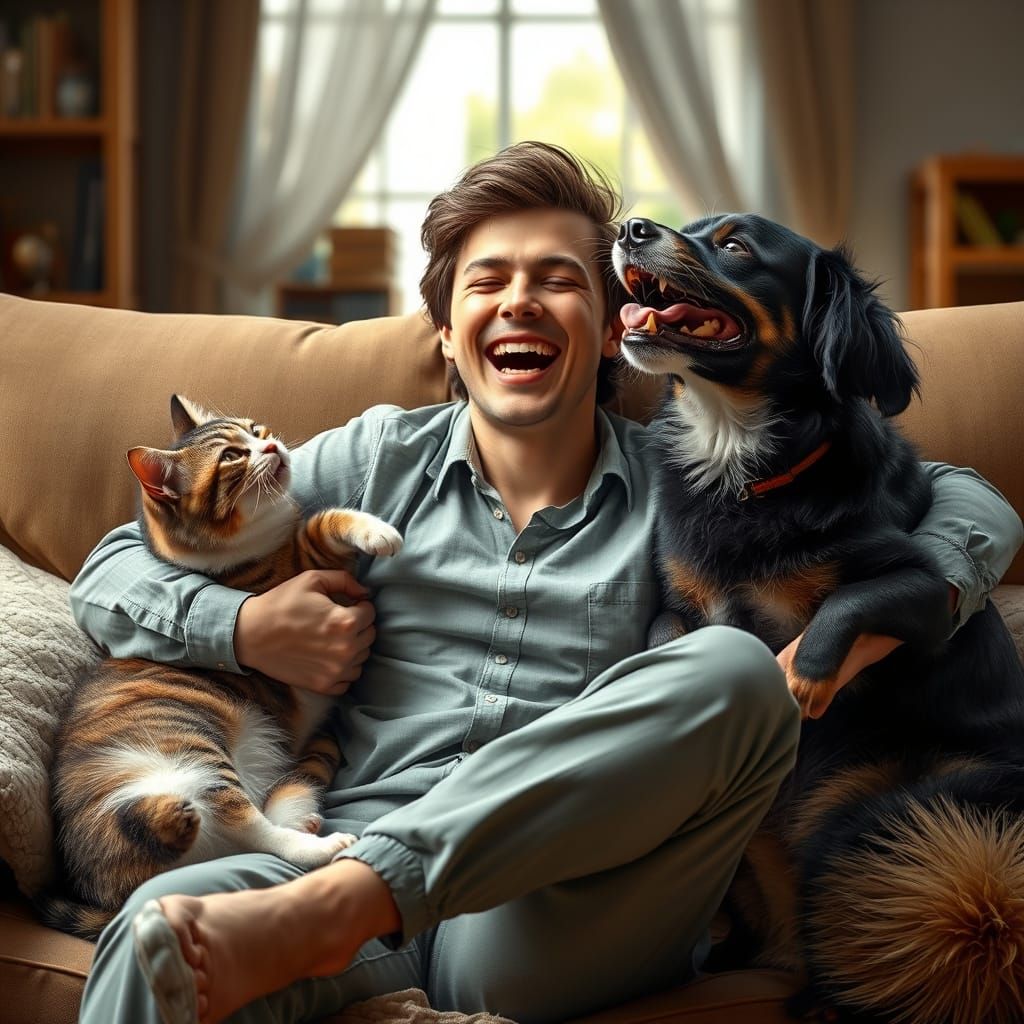 Joyful Adoption: Cat and Dog Show Affection