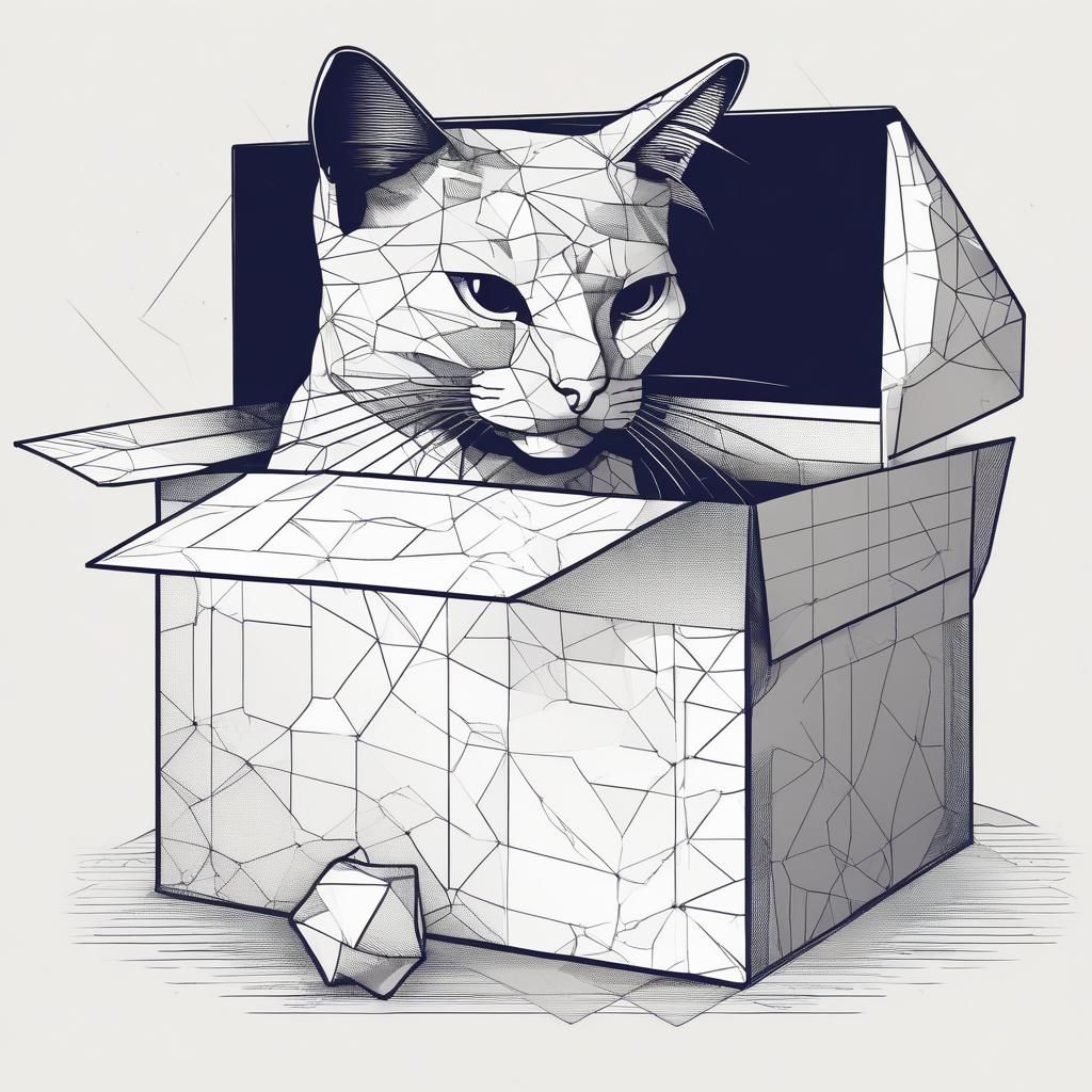Cat in Pandora's Box: Hand-Drawn Pencil Art