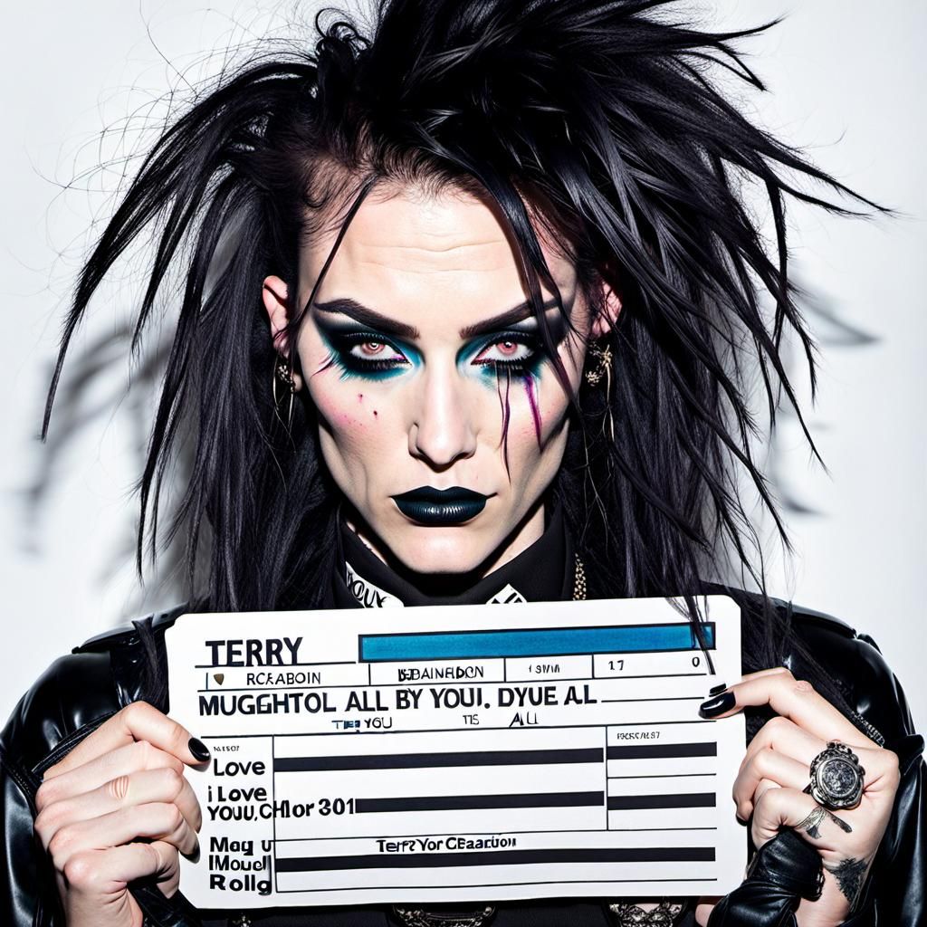 Detailed Mugshot of a Tired Goth Girl