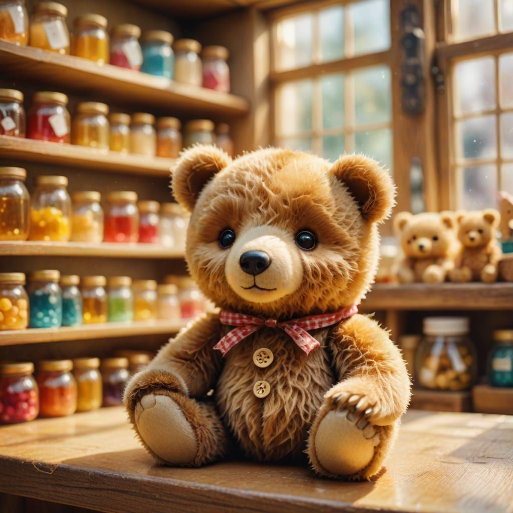 Adorable Toy Bear in Whimsical Watercolor Style