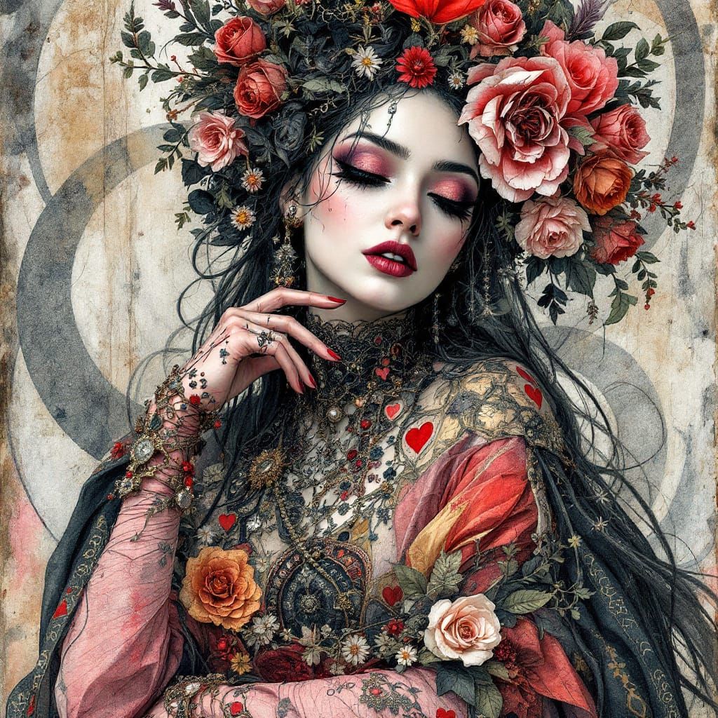 Queen of Spades Intricately Detailed Collage