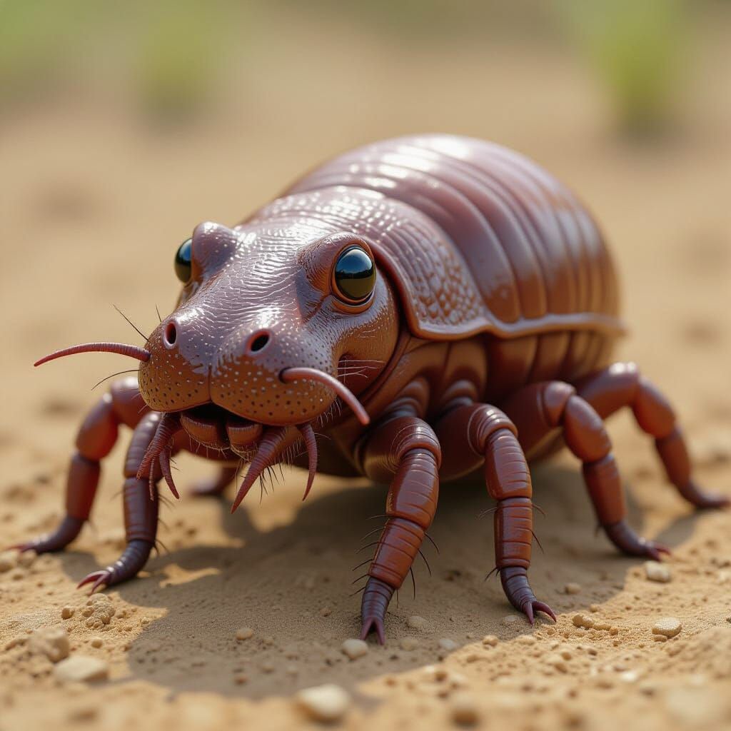 Unnerving Earthworm Hippo Spider Hybrid in 3D