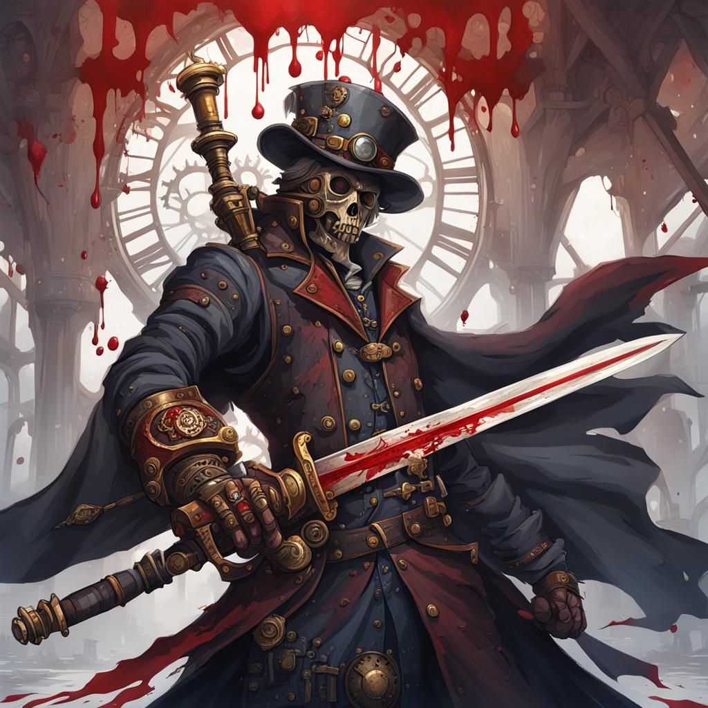 Bloody Sword in Steampunk Setting