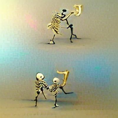 Dancing Skeletons in Graveyard Scene