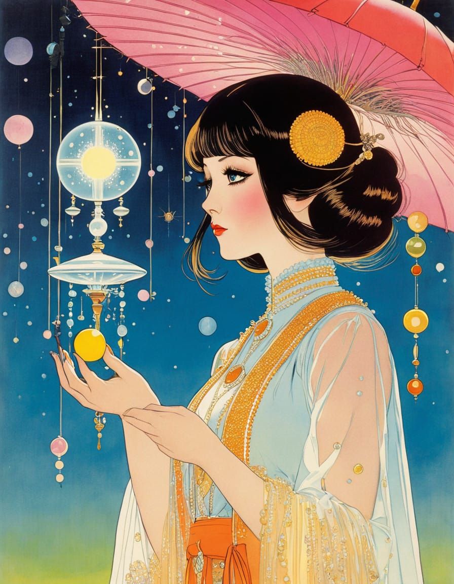 contrasting, early 1970s, starched