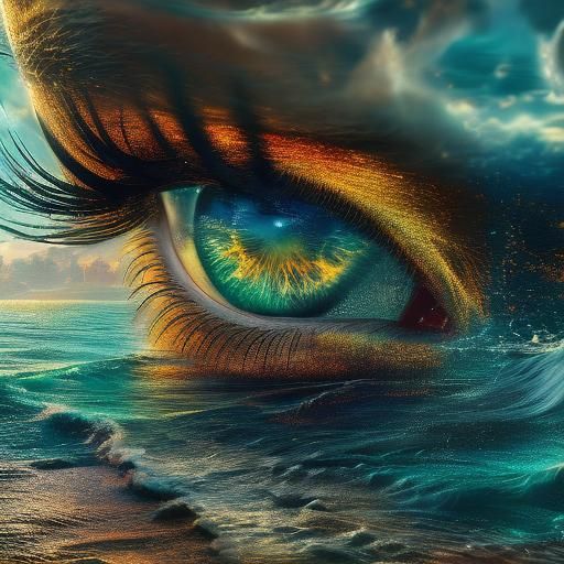 Ocean's Reflection: A Woman's Eye