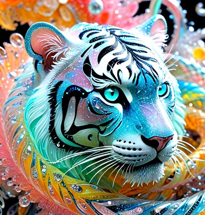 Glass Tiger in Vibrant Neon Colors