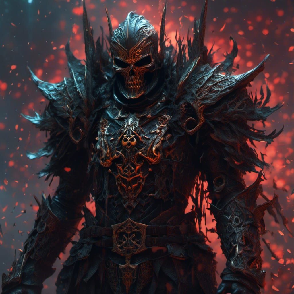 Evil Overlord in Ebony Armor with Magic Runes