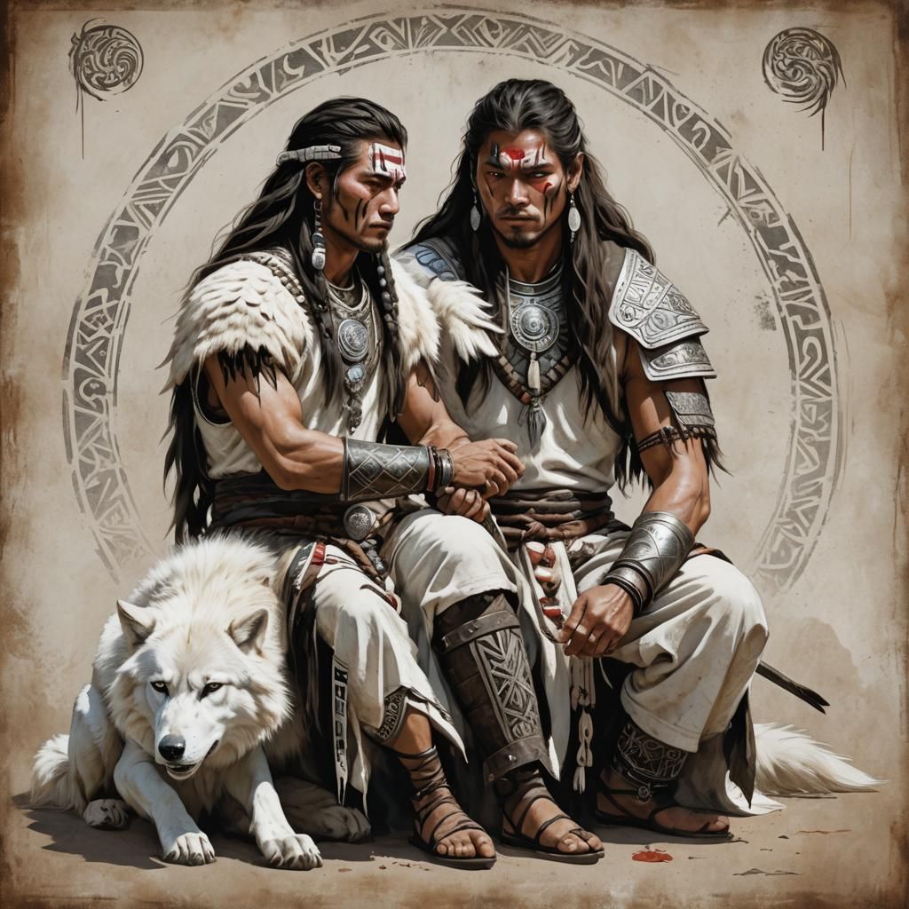 Warrior and Wolf Portrait