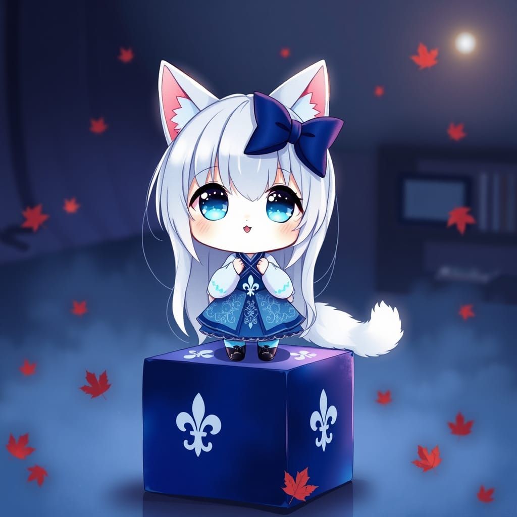Whimsical Anime Catgirl Spirit of French Canada