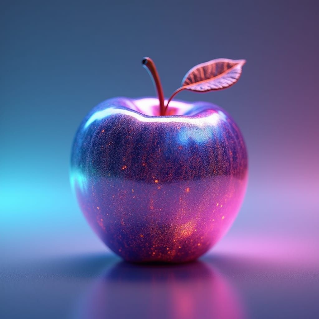 Iridescent Apple in Ethereal, Ombre Landscape